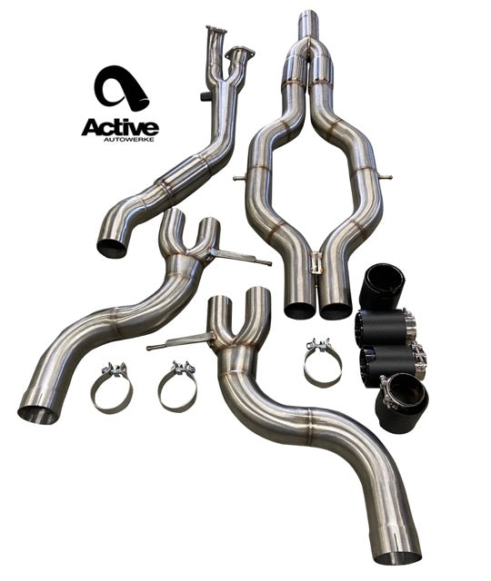 Active Autowerke G80/G82 M3/M4 Signature RACE ONLY Exhaust System - GOLIATH - Full race only exhaust - Brushed Tips
