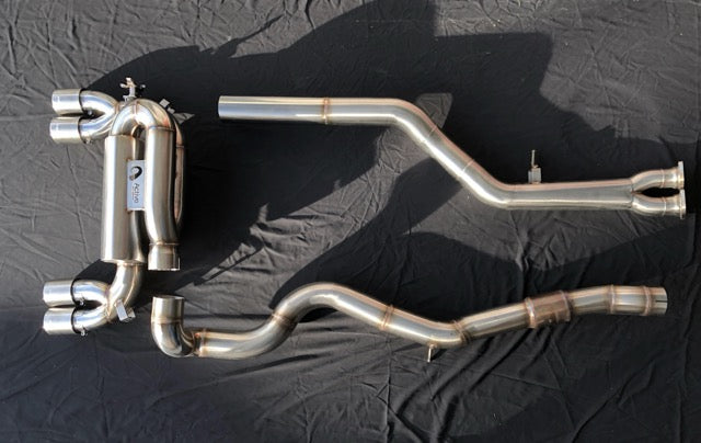 Active Autowerke F8X M3 M4 Signature Exhaust System includes Active F-brace - Brushed Silver