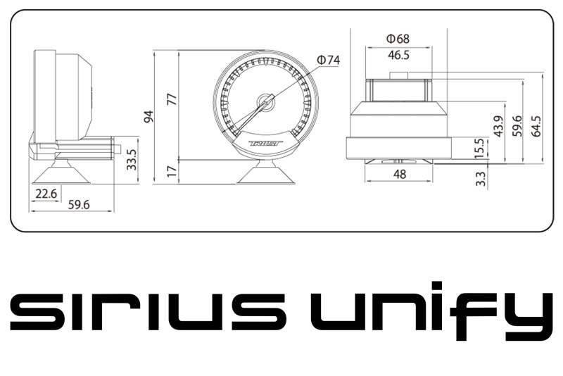 GReddy Sirius Unify Water Temperature Gauge Set (Sirius Meter w/Water Temp Sensor Set & Vision Disp)