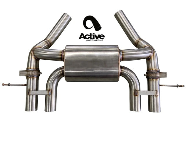Active Autowerke G80 M3 and G82 M4 Valved Rear Axle-back Exhaust w Tips w carbon over black chrome tips