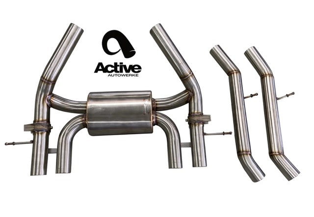 Active Autowerke G80 M3 and G82 M4 Valved Rear Axle-back Exhaust w Tips w stainless brushed tips