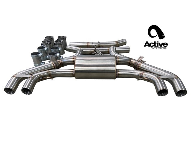 Active Autowerke X3M and X4M Valved Rear Axle-back Exhaust - Exhaust w Tips - w stainless brushed tips