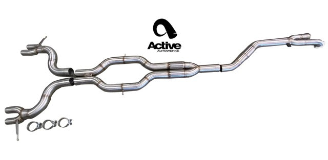 Active Autowerke G80/G82 M3/M4 Signature RACE ONLY Exhaust System - GOLIATH - Full race only exhaust w DUMP-Carbon over Black Chrome Tips
