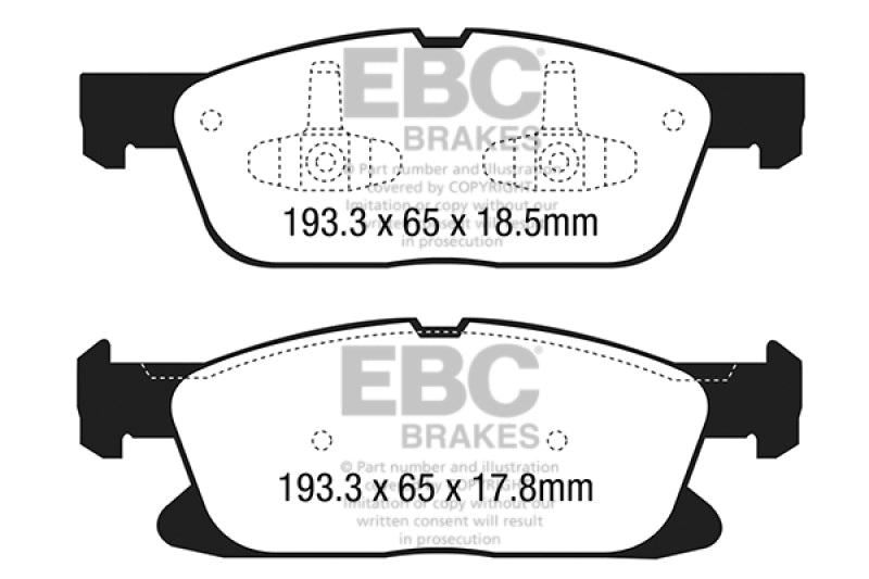 EBC 15+ Ford Edge 2.0 Turbo FWD Greenstuff Front Brake Pads