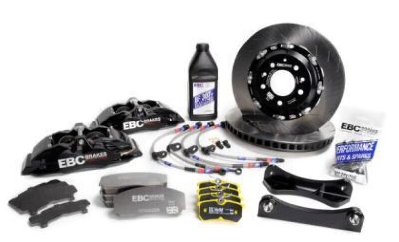EBC Racing 01-07 Acura RSX Type-S 2.0L Black Apollo-4 Calipers 330mm Rotors Front Big Brake Kit