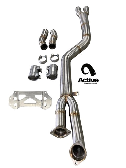 Active Autowerke G80/G82 M3/M4 Signature single mid-pipe with G-brace - w resonator