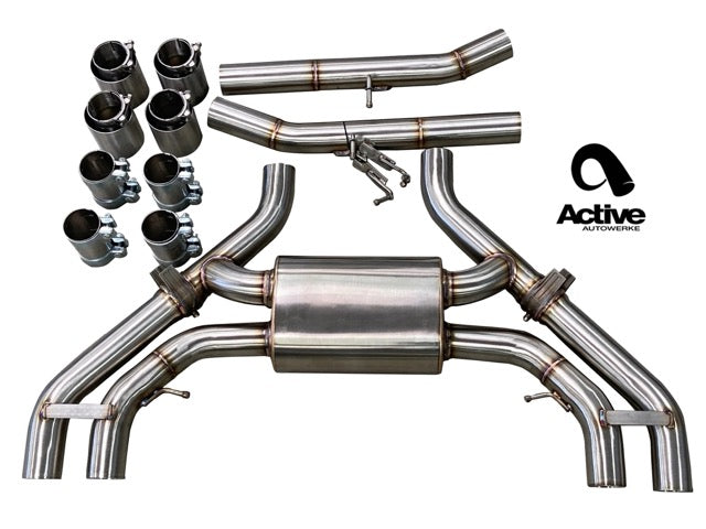 Active Autowerke X3M and X4M Valved Rear Axle-back Exhaust - Exhaust w Tips - w stainless brushed tips