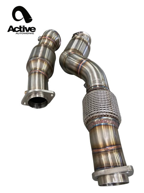 Active Autowerke BMW S58 G80 M3 G82 M4 G87 M2 Downpipes w GESI CAT - G8X S58 Catted Downpipes