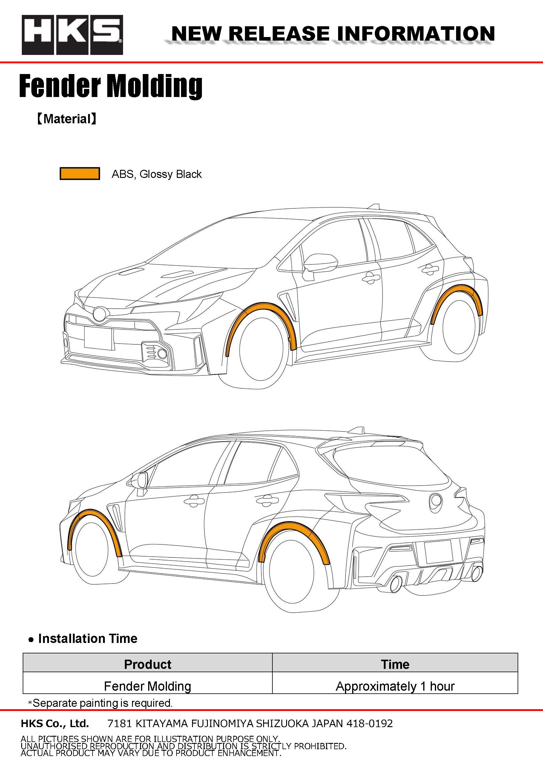 HKS – Fender Molding – 2023+ Toyota GR Corolla (GZEA14H)