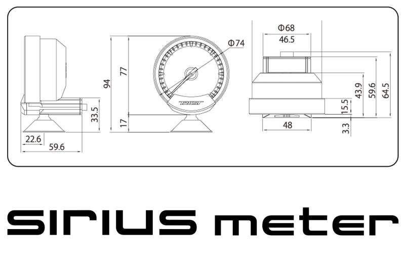 GReddy Sirius Meter - Oil Pressure 0/10.0kPa 74mm Analog Gauge (w/Oil Press Sensor & Harness Set)