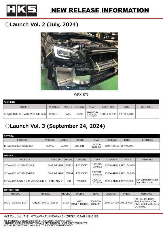 HKS S Type O/C KIT GDB F EJ207 BLK