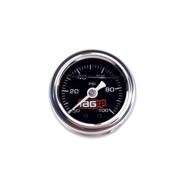 IAG Performance - IAG Performance Fuel Pressure Gauge 0-100 PSI Liquid Filled Fuel Pressure Gauge (Black Face)