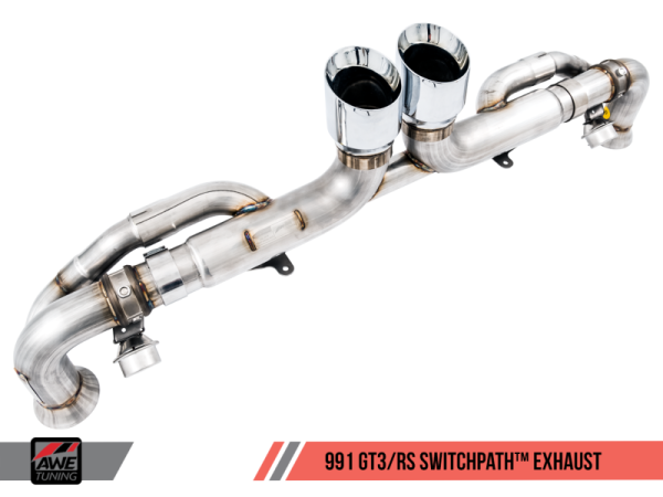 AWE Tuning - AWE Tuning Porsche 991 GT3 / RS SwitchPath Exhaust - Chrome Silver Tips