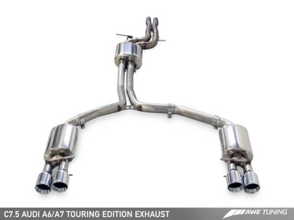 AWE Tuning - AWE Tuning Audi C7.5 A7 3.0T Touring Edition Exhaust - Quad Outlet Diamond Black Tips