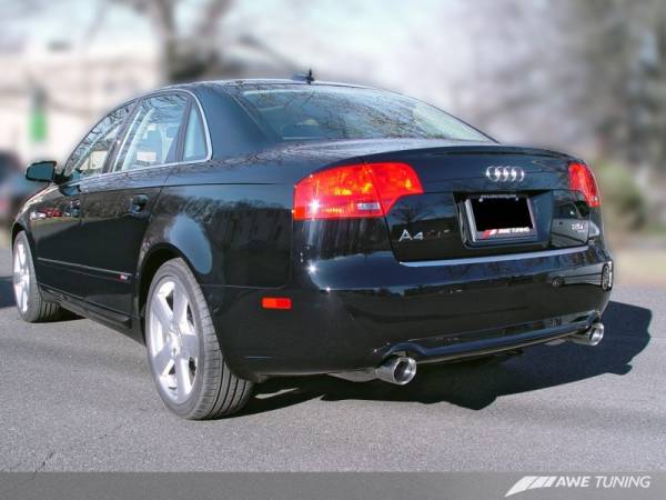 AWE Tuning - AWE Tuning Audi B7 A4 3.2L Touring Edition Dual Tip Exhaust - Polished Silver Tips