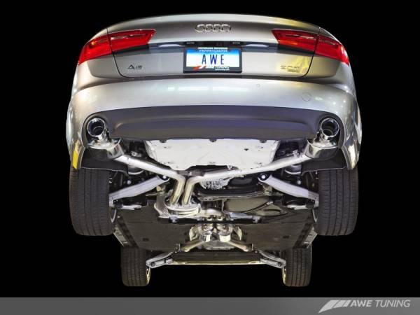 AWE Tuning - AWE Tuning Audi C7 A6 3.0T Touring Edition Exhaust - Dual Outlet Chrome Silver Tips