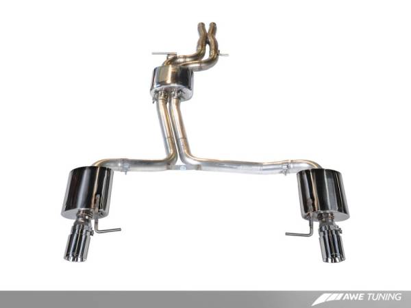 AWE Tuning - AWE Tuning Audi C7 A7 3.0T Touring Edition Exhaust - Dual Outlet Chrome Silver Tips