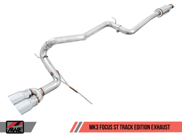 AWE Tuning - AWE Tuning Ford Focus ST Track Edition Cat-back Exhaust - Chrome Silver Tips