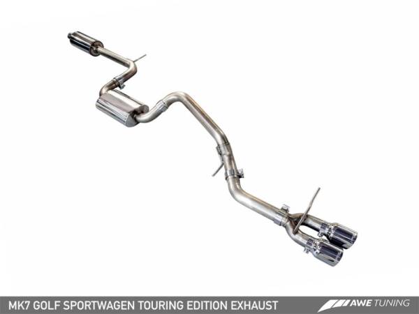 AWE Tuning - AWE Tuning VW MK7 Golf SportWagen Touring Edition Exhaust w/Chrome Silver Tips (90mm)