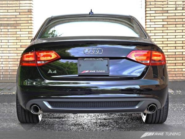 AWE Tuning - AWE Tuning Audi B8 A4 3.2L Touring Edition Exhaust - Dual 88.9mm (3.5in) Diamond Black Tips