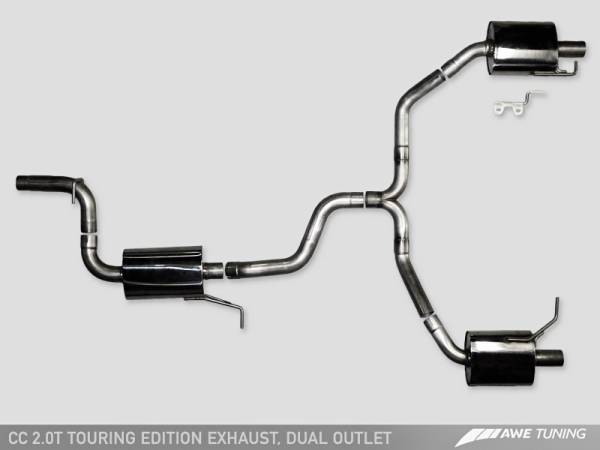 AWE Tuning - AWE Tuning VW CC Touring Edition Exhaust Dual Outlet - Diamond Black Tips