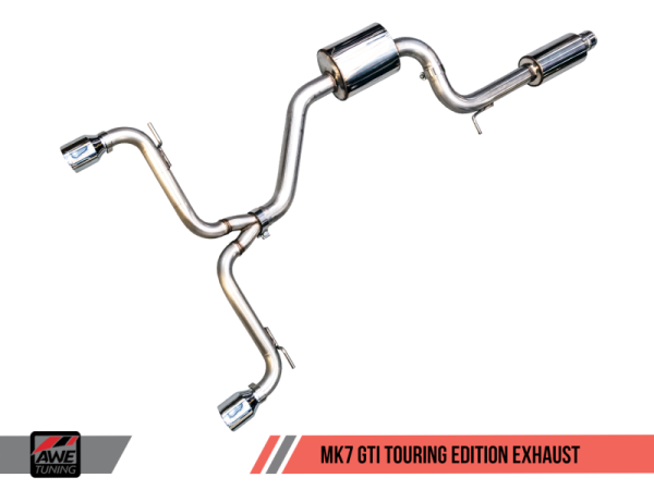 AWE Tuning - AWE Tuning VW MK7 GTI Touring Edition Exhaust - Chrome Silver Tips
