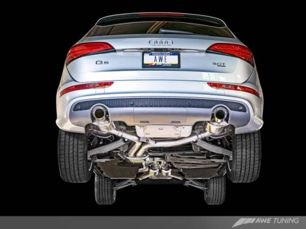 AWE Tuning - AWE Tuning Audi 8R Q5 3.0T Touring Edition Exhaust Dual Outlet Chrome Silver Tips