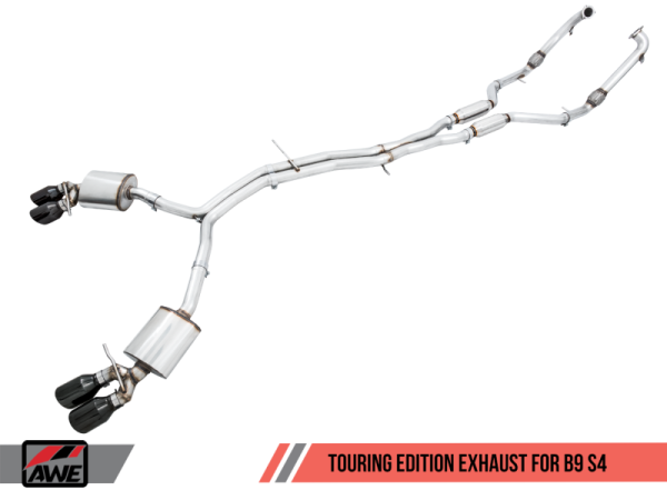 AWE Tuning - AWE Tuning Audi B9 S4 Touring Edition Exhaust - Non-Resonated (Black 102mm Tips)