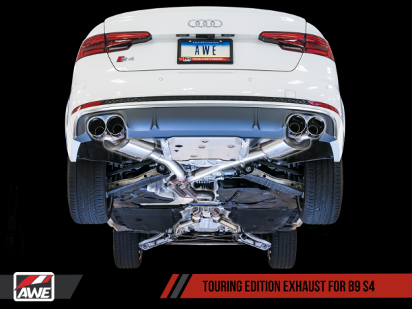 AWE Tuning - AWE Tuning Audi B9 S4 Touring Edition Exhaust - Non-Resonated (Silver 102mm Tips)