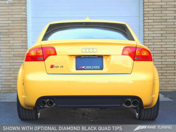 AWE Tuning - AWE Tuning Audi B7 RS4 Track Edition Exhaust - Diamond Black Tips