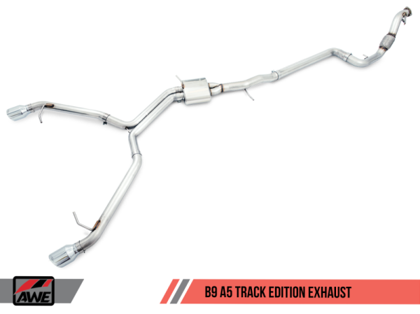 AWE Tuning - AWE Tuning Audi B9 A5 Track Edition Exhaust Dual Outlet - Chrome Silver Tips (Includes DP)