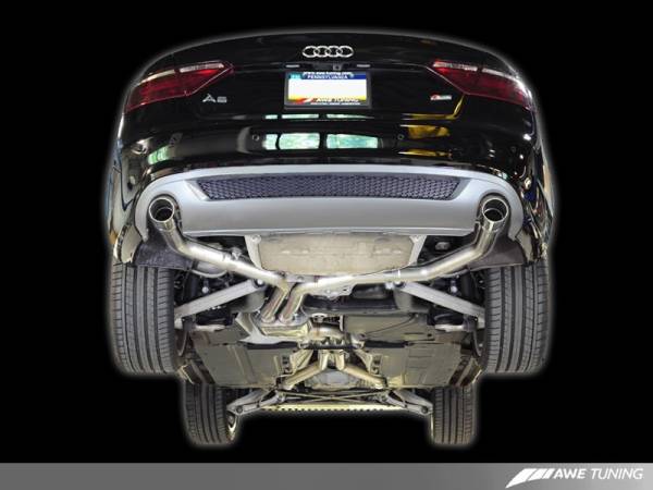 AWE Tuning - AWE Tuning Audi B8 A5 3.2L Track Edition Exhaust System - Dual 3.5in Diamond Black Tips