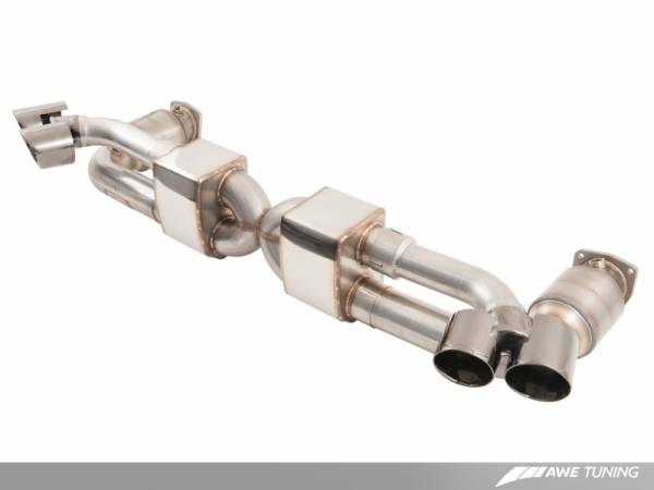 AWE Tuning - AWE Tuning Porsche 991.1 Turbo Performance Exhaust and High-Flow Cats - For OE Tips