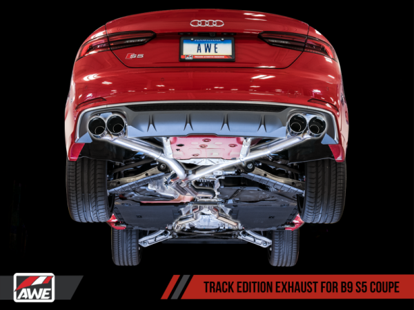 AWE Tuning - AWE Tuning Audi B9 S5 Coupe 3.0T Track Edition Exhaust - Chrome Silver Tips (90mm)