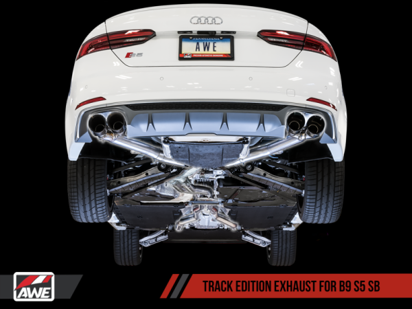 AWE Tuning - AWE Tuning Audi B9 S5 Sportback Track Edition Exhaust - Non-Resonated (Silver 102mm Tips)