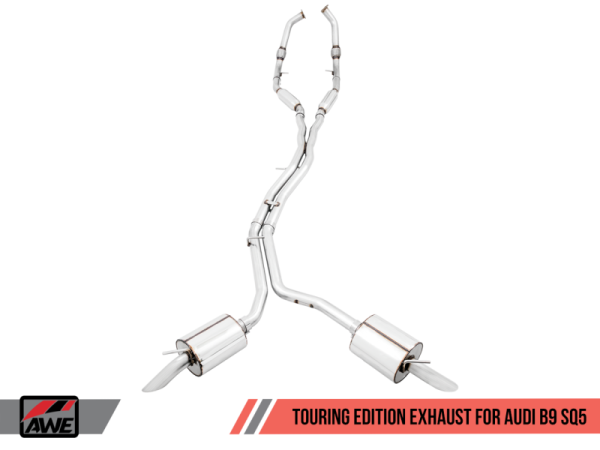 AWE Tuning - AWE Tuning Audi B9 SQ5 Resonated Touring Edition Cat-Back Exhaust - No Tips (Turn Downs)