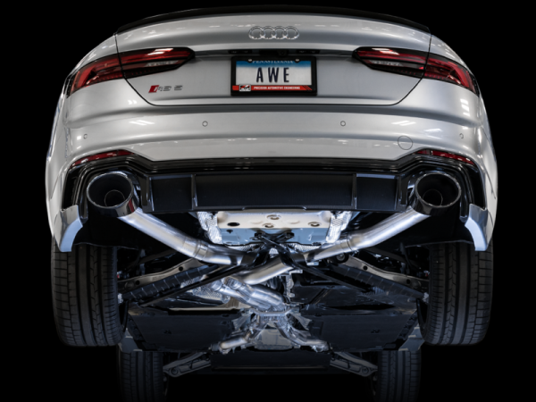 AWE Tuning - AWE Tuning Audi B9 RS 5 Sportback Track Edition Resonated for Perf Cats Exhaust w/Diamond Black Tips