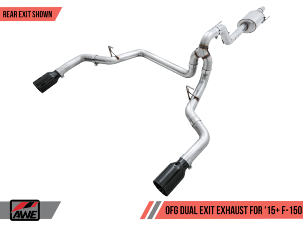 AWE Tuning - AWE Tuning 2015+ Ford F-150 0FG Dual Exit Performance Exhaust System w/5in Diamond Black Tips