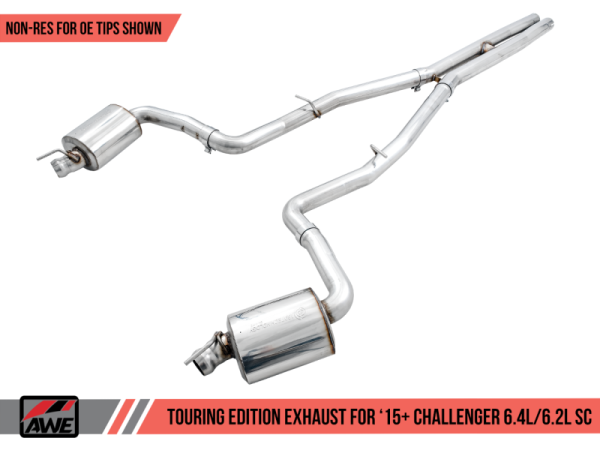 AWE Tuning - AWE Tuning 2015+ Dodge Challenger 6.4L/6.2L Non-Resonated Touring Edition Exhaust - Use Stock Tips