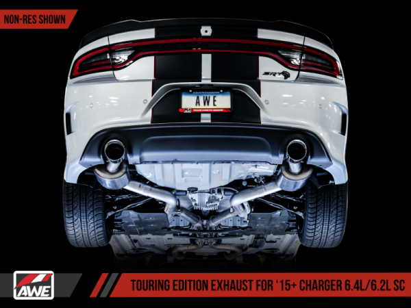 AWE Tuning - AWE Tuning 2015+ Dodge Charger 6.4L/6.2L SC Non-Resonated Touring Edition Exhaust - Silver Tips