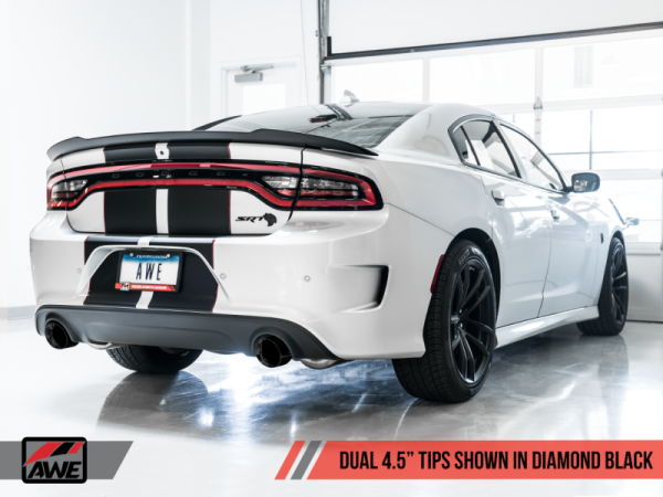 AWE Tuning - AWE Tuning 2015+ Dodge Charger 6.4L/6.2L Non-Resonated Touring Edition Exhaust - Diamond Blk Tips