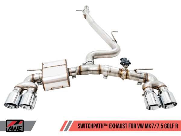 AWE Tuning - AWE Tuning Mk7 Golf R SwitchPath Exhaust w/Chrome Silver Tips 102mm