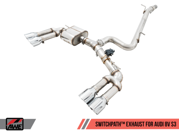 AWE Tuning - AWE Tuning Audi 8V S3 SwitchPath Exhaust w/Chrome Silver Tips 102mm