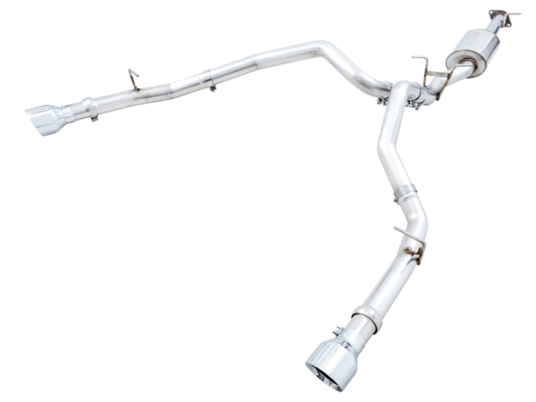 AWE Tuning - AWE Tuning 19-21 RAM 1500 5.7L (w/Cutouts) 0FG Dual Rear Exit Cat-Back Exhaust - Chrome Silver Tips