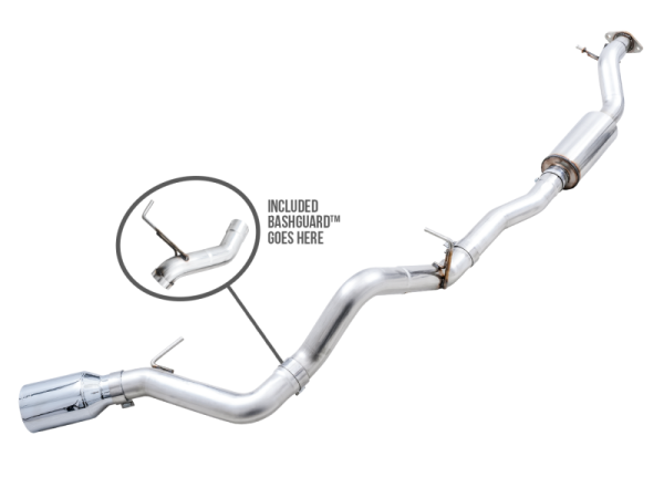 AWE Tuning - AWE Tuning 2021+ Ford Bronco 0FG Single Rear Exit Exhaust w/Chrome Silver Tip & Bash Guard