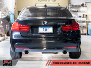 AWE Tuning - AWE Tuning BMW F3X 335i/435i Touring Edition Axle-Back Exhaust - Diamond Black Tips (90mm) - Image 9