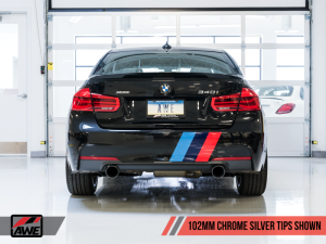 AWE Tuning - AWE Tuning BMW F3X 340i Touring Edition Axle-Back Exhaust - Chrome Silver Tips (102mm) - Image 10