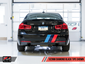 AWE Tuning - AWE Tuning BMW F3X 340i Touring Edition Axle-Back Exhaust - Diamond Black Tips (102mm) - Image 10