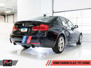 AWE Tuning - AWE Tuning BMW F3X 340i Touring Edition Axle-Back Exhaust - Diamond Black Tips (90mm) - Image 9