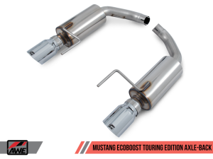 AWE Tuning - AWE Tuning S550 Mustang EcoBoost Axle-back Exhaust - Touring Edition (Chrome Silver Tips) - Image 1
